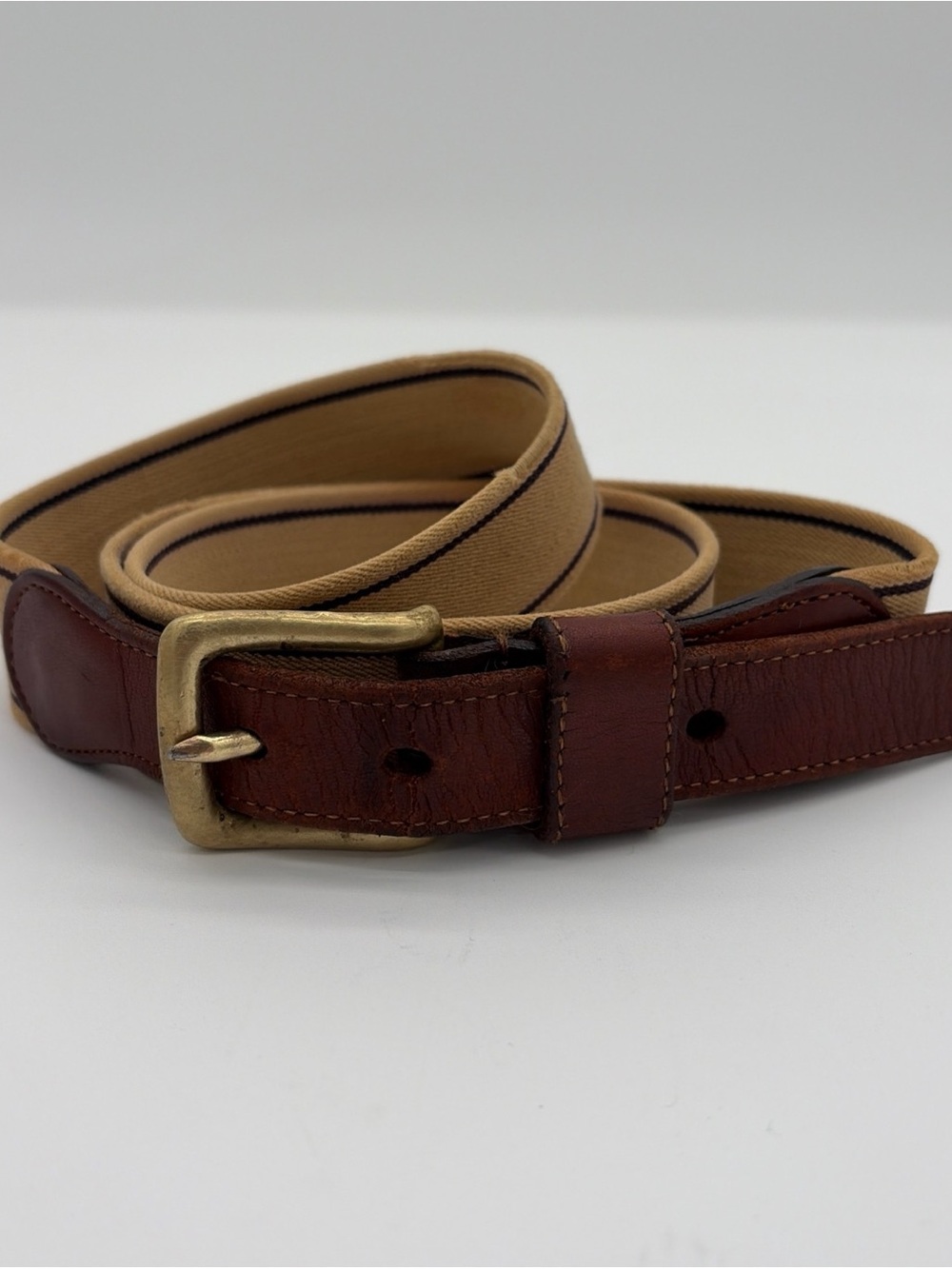 Vintage COACH Belt Mens Women 34 Surcingle 6501 Brass Unisex Preppy Ivy League